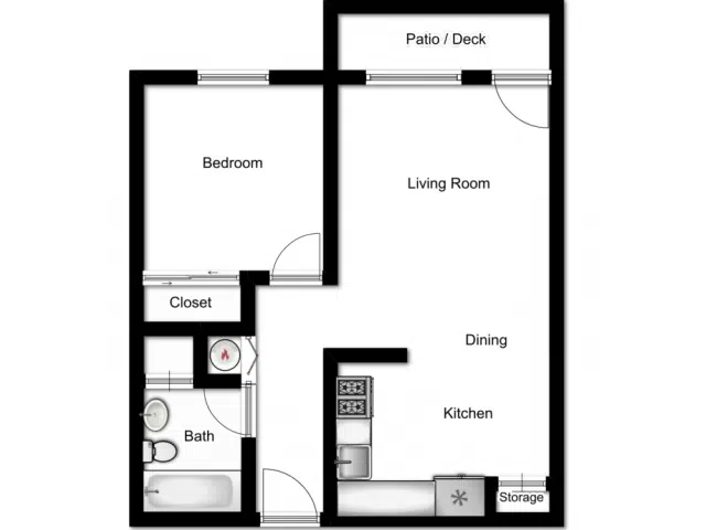 TWO BEDROOMS / ONE BATHROOM